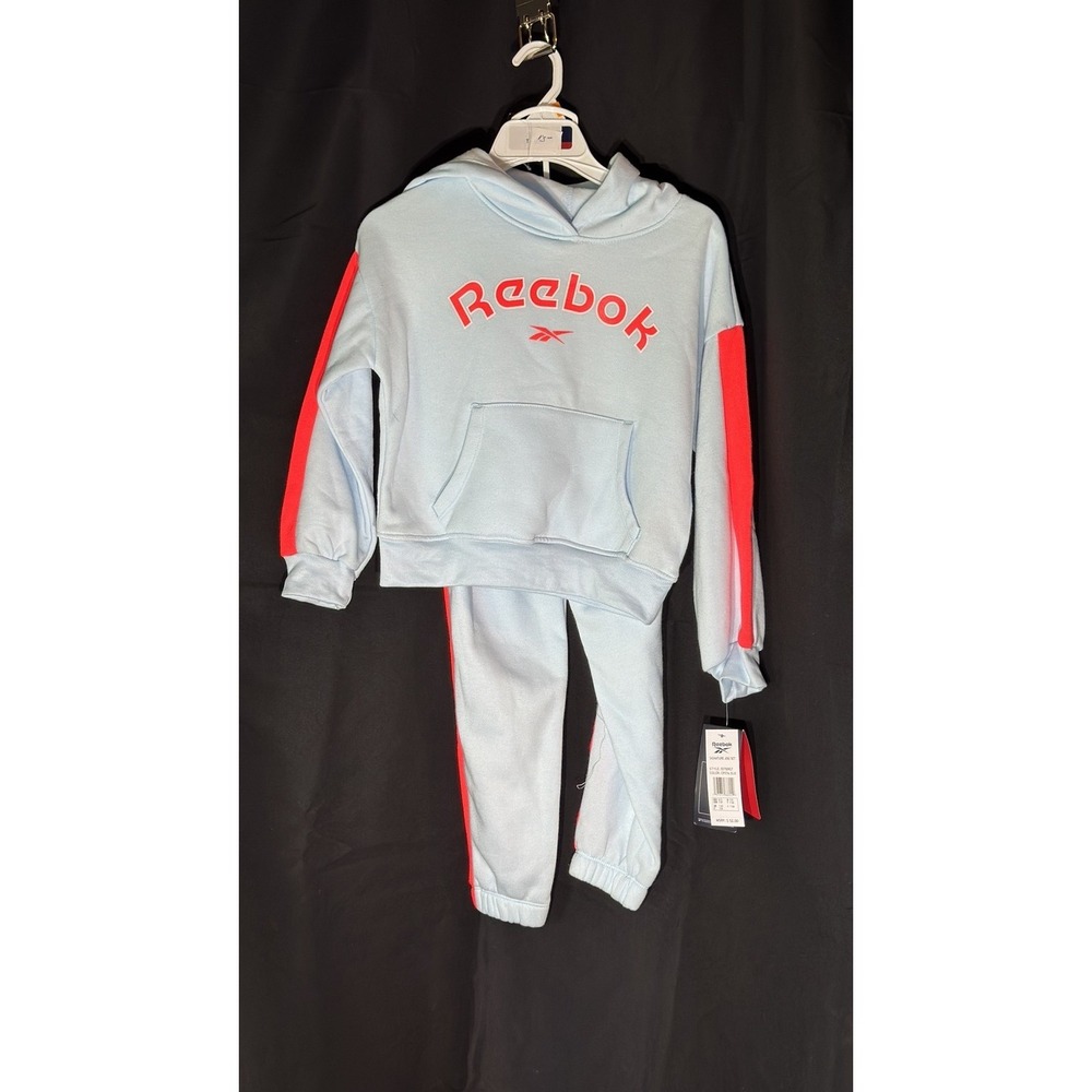 Reebok Kids Signature Jog Set Crystal Blue Hooded Tracksuit Size 7